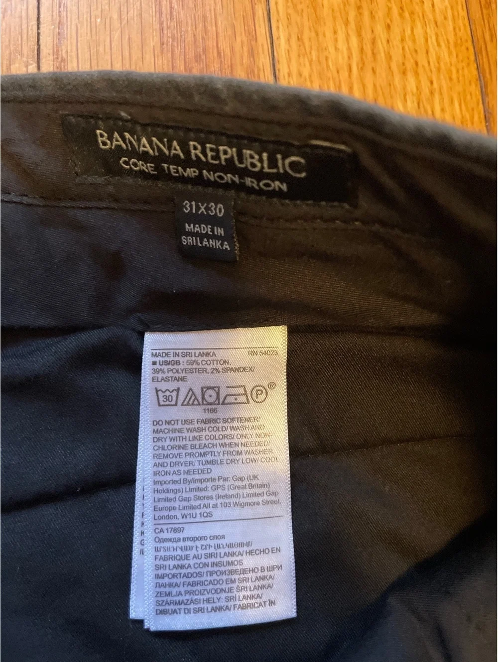 Banana Republic Men’s Core Temp Slim Pants Charcoal Gray 31x30 Non-Iron Stretch